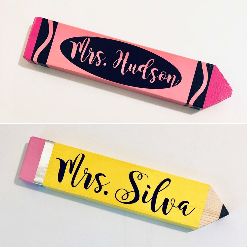 Teacher Pencil Name Plates FREE SHIPPING / Teacher Name Plates Etsy