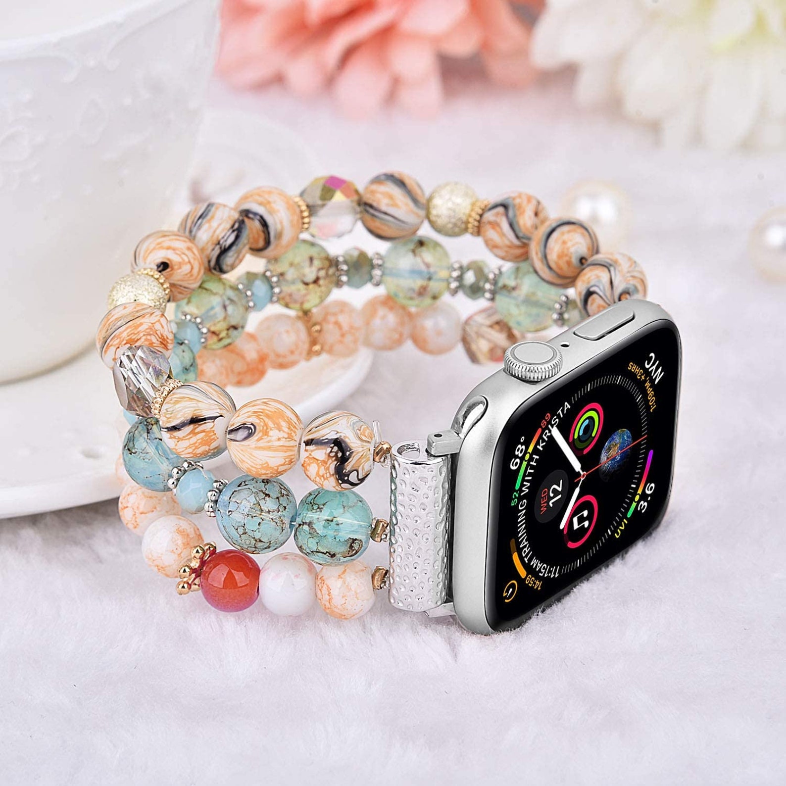 Beaded Apple Watch Band Elastic Bracelet Light Weight 38mm Etsy
