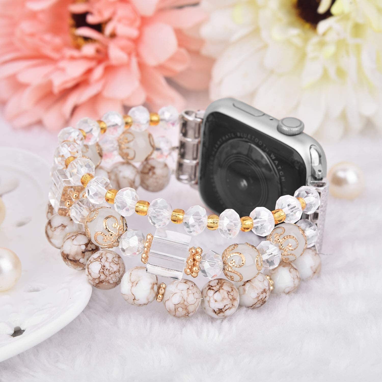 Beaded Apple Watch Band Elastic Bracelet Light Weight 38mm Etsy