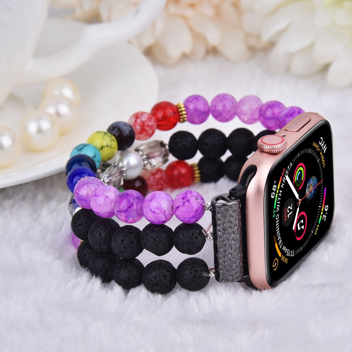 Beaded Apple Watch Band Elastic Bracelet Light Weight 38mm Etsy