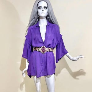 Vintage Made in India Cheesecloth 1970s French Connection Smock / 30s 40s Bohemian / Cadburys Purple / Hippie / Unisex