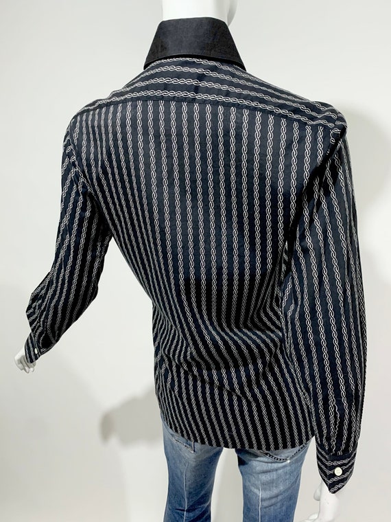 Vintage 1970s MONO Chain print Tailored shirt / D… - image 9