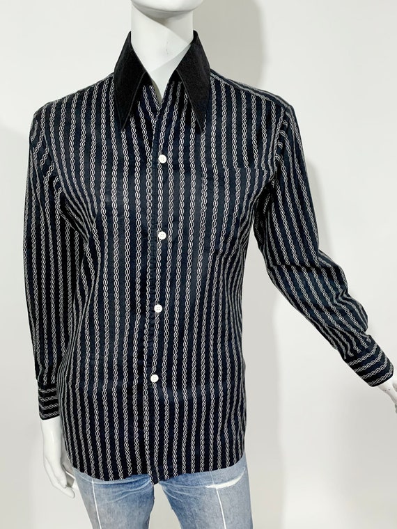 Vintage 1970s MONO Chain print Tailored shirt / D… - image 6