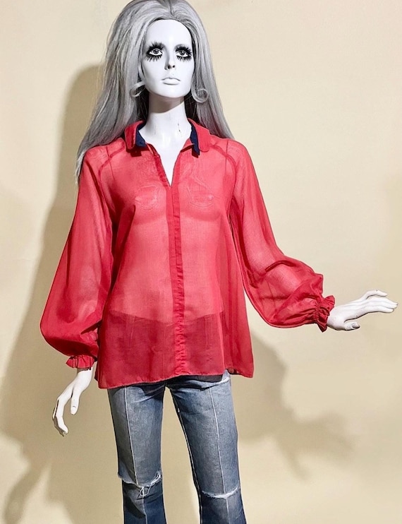 Vintage 1960s FOALE TUFFIN Cotton Gauze Tunic Huge Billowy - Main Image