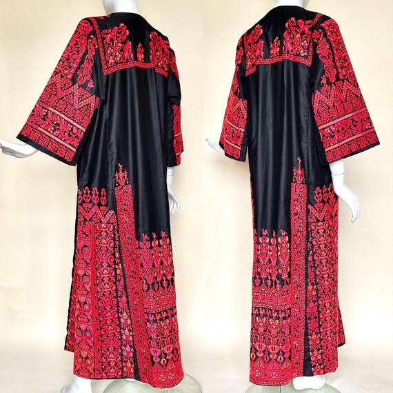 Sleeveless Blue And Colorful Traditional Palestinian Embroidered Womens Long Vest C100047