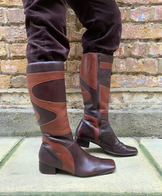 Vintage 1990s PIERRE CARDIN Swirly Retro Sixties Leather Boots | Etsy
