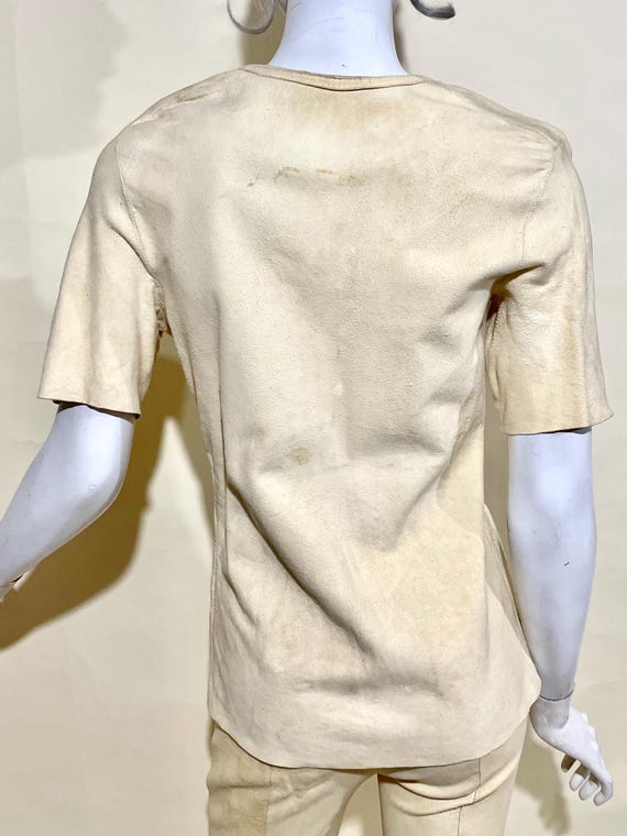 Vintage 1960s 70s CORDOBA Boutique Buckskin Suede Flared Suit / Belt Tunic & Kick Flares / Worn-in Posh Hippie / Star Patches / Unisex View 4