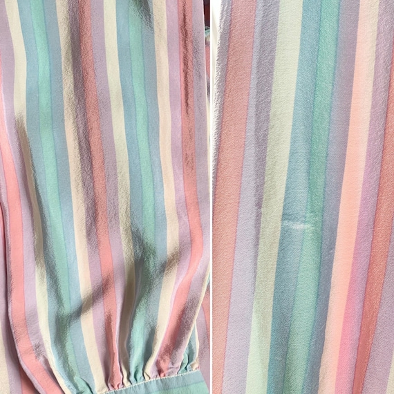 Vintage 1970s 80s Pastel Candy Stripe Silk Dress … - image 10