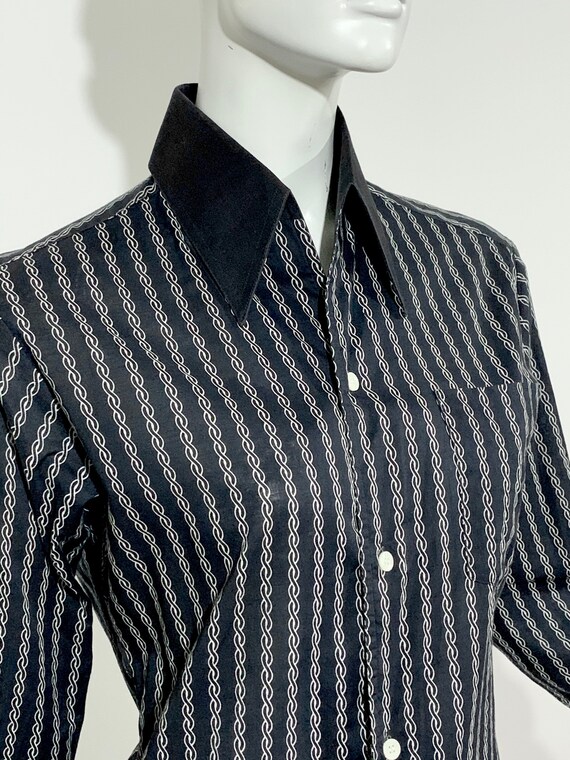 Vintage 1970s MONO Chain print Tailored shirt / D… - image 8