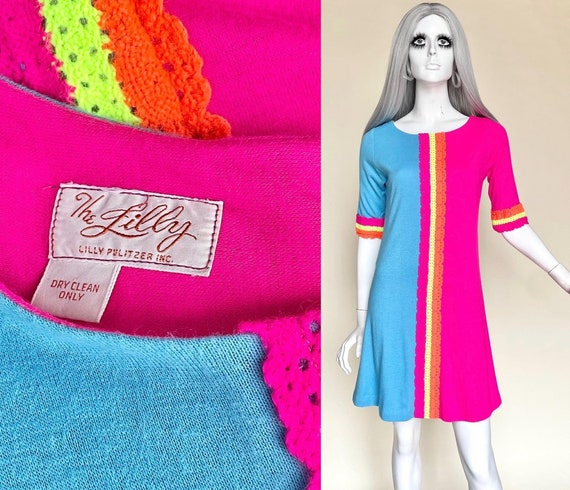 Vintage 1960s Lilly Pulitzer Mod Mini Dress Acid Trip Neon Psych Psychedelic Groovy USA a Go Go Etsy