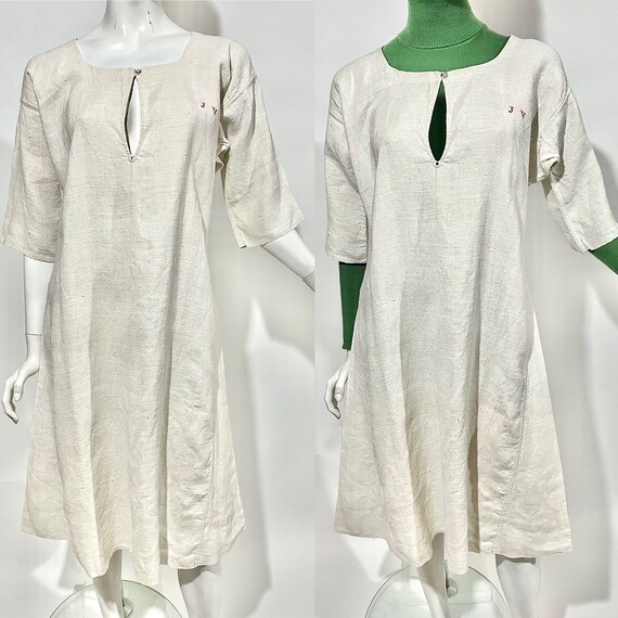 Antique Heavy French Homespun Linen Hemp Chemise … - image 5