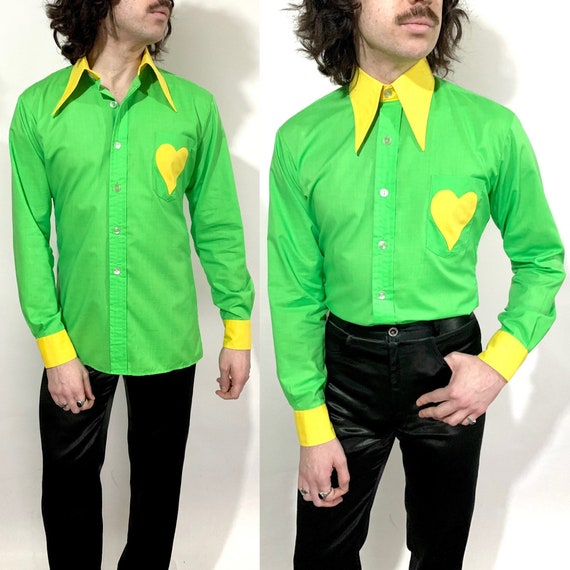 Vintage 1970s Two Tone Mod Shirt / Pop Art Love H… - image 1