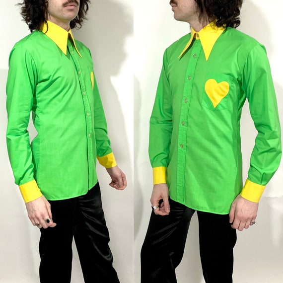 Vintage 1970s Two Tone Mod Shirt / Pop Art Love H… - image 2
