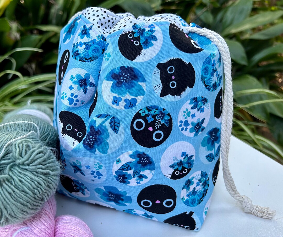 Cheeky Kitten Knitting Project Bag Craft Project Bag Etsy Australia