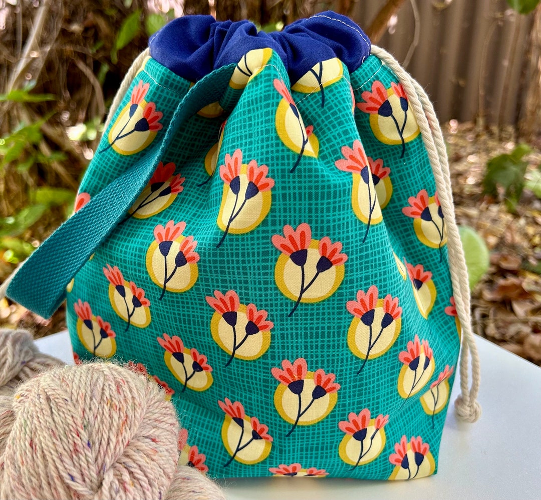 Fitzroy Knitting Project Bag, Craft Project Bag, Drawstring Bag Etsy Australia