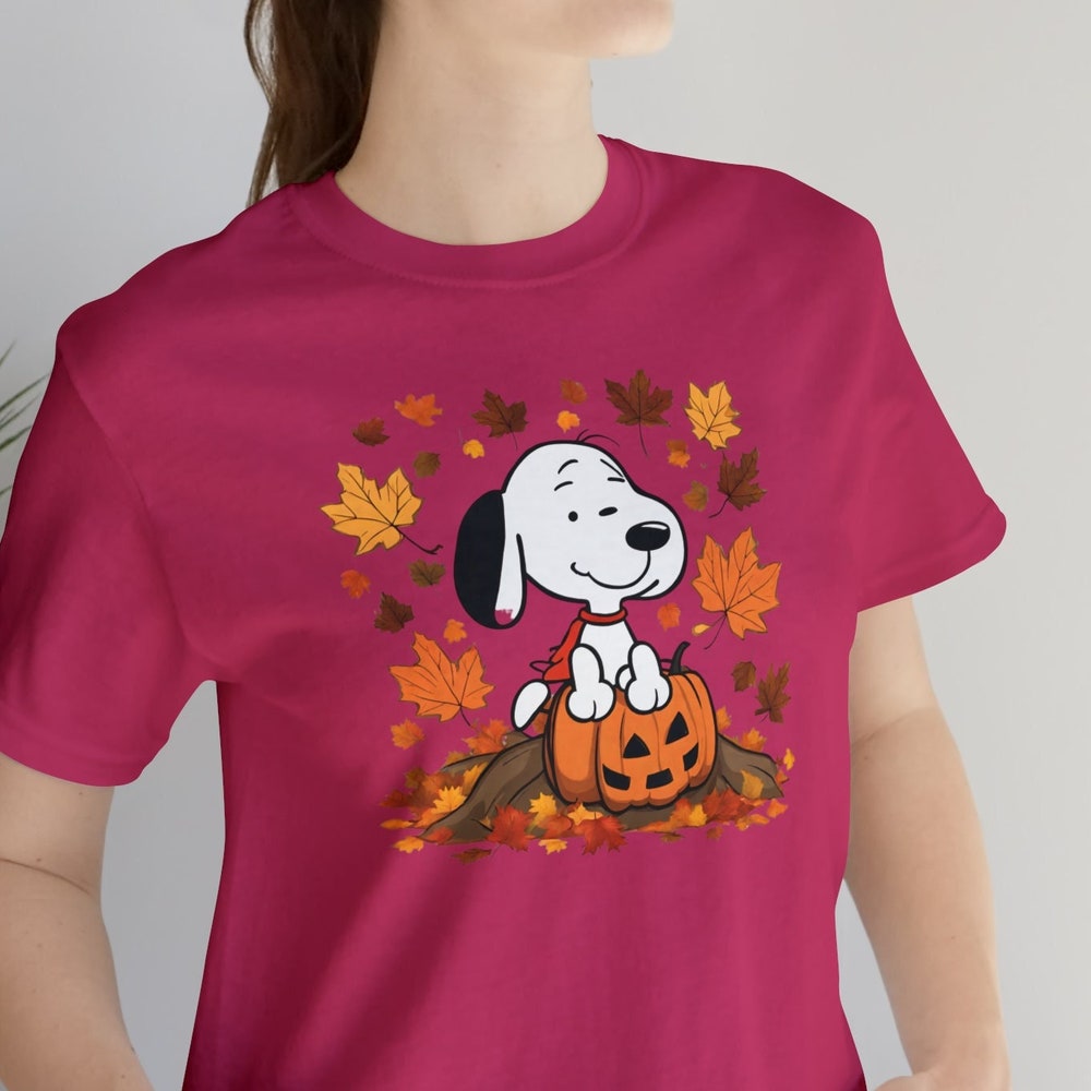 Fall Snoopy T-Shirt, Halloween Unisex T-Shirt, Snoopy Autumn Leaves Pumpkin T-Shirt, Dog Pumpkins Shirt Peakteedesigns