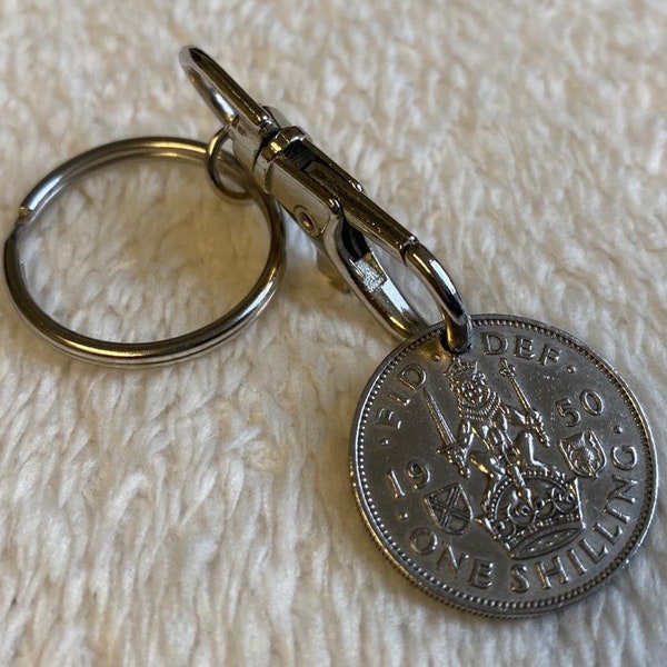 1950 scotland shilling coin keyring birthday birth year mam dad grandma grandad gift present