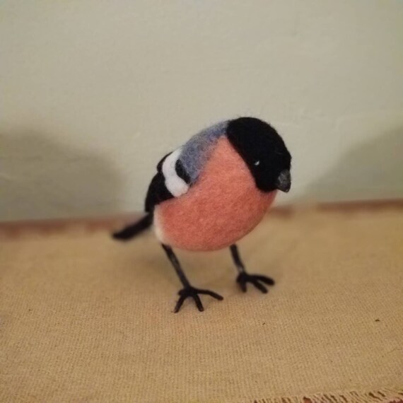 Realistic needle felted bullfinch
