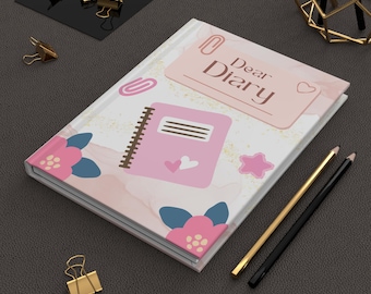 Dear Diary Matte Hardcover Journal, Writing Notebook, Stationery Gift