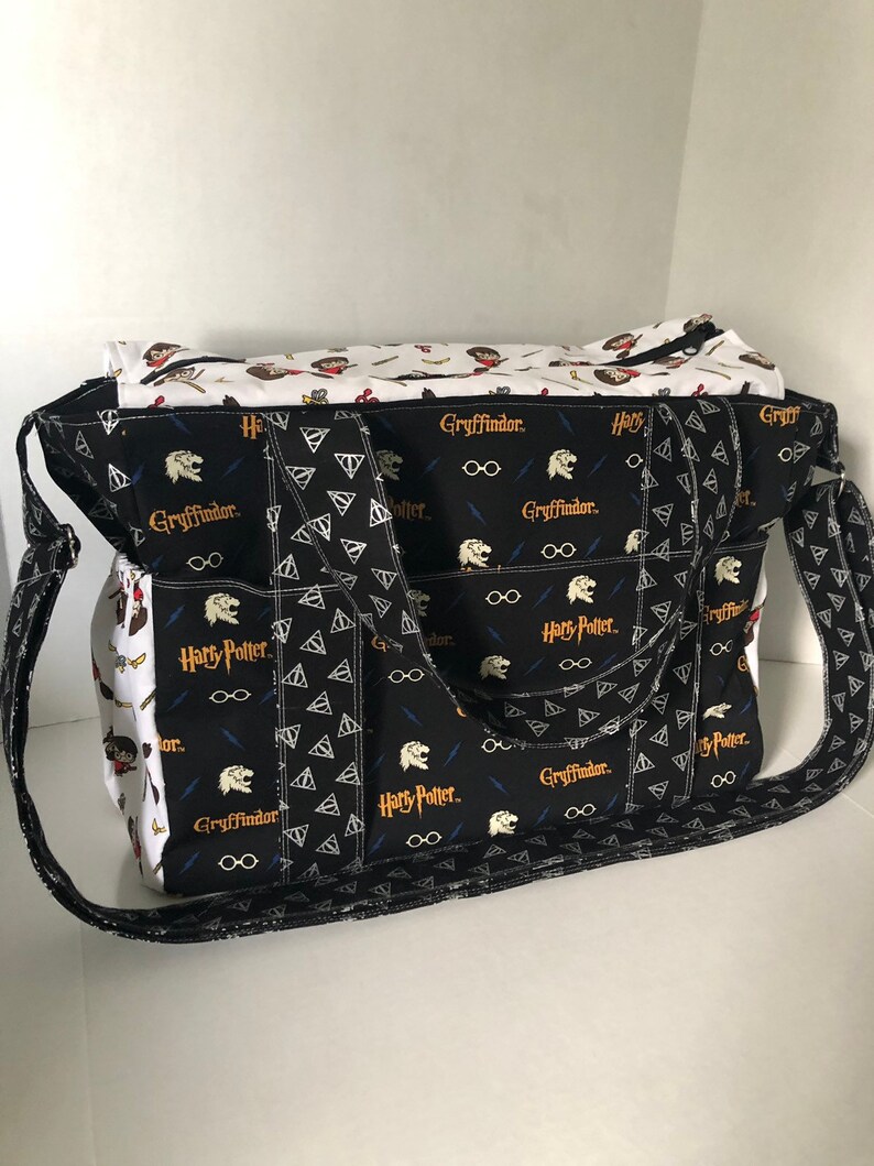 Diaper Bag 10 Pockets Zipper Closure Messenger Bag Extra Large Diaper Bag Adjustable Strap Harry Potter