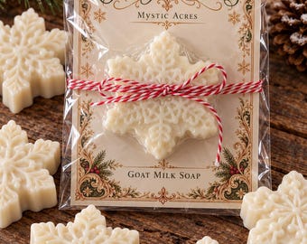 Julsnöflinga getmjölkstvål, handgjord julklapp - personlig present - festgåva - lärarpresent - present till nybörjare - tvålgåva