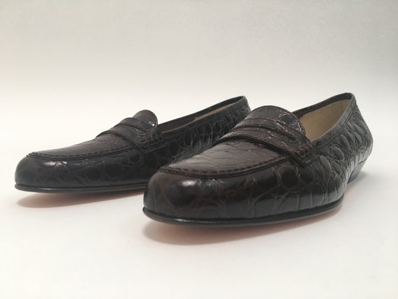 crocodile penny loafers