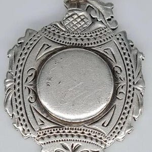 Fine large antique victorian silver blank cartouche hallmarked fob pendant