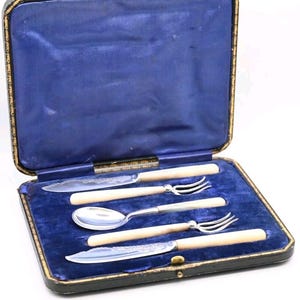 Fine victorian buffet serving set 6 pcs silver plate pearl handles a&d london