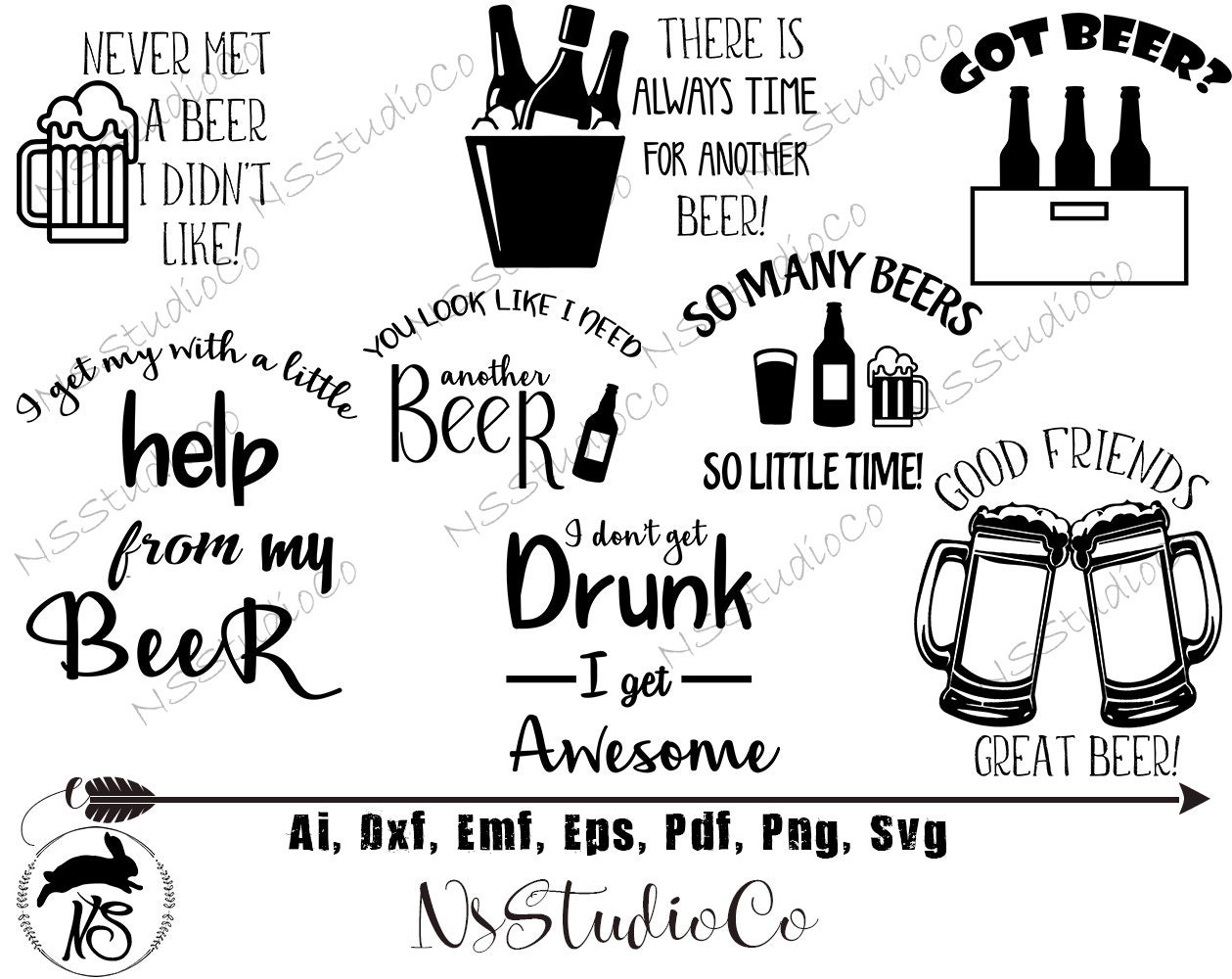 Download Beer svg bundle SVG for Cricut Silhouette Beer silhouette ...
