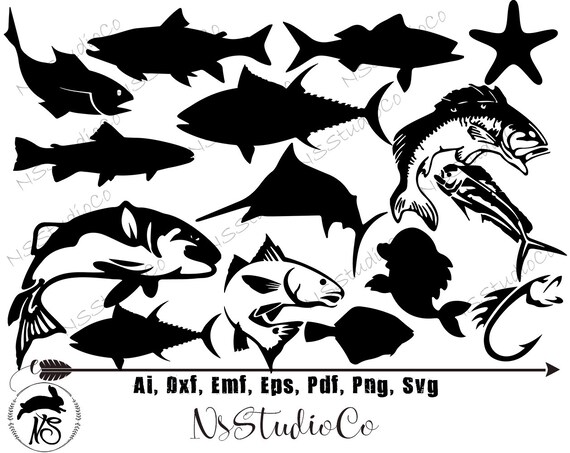 Fish Svg For Cricut Silhouette Fish Silhouette Fish Png Etsy