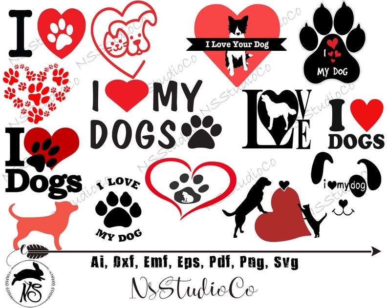 Download Dog Love Svg Bundle Dog Svg Heart Paw Print Svg Dog Mom Etsy PSD Mockup Templates