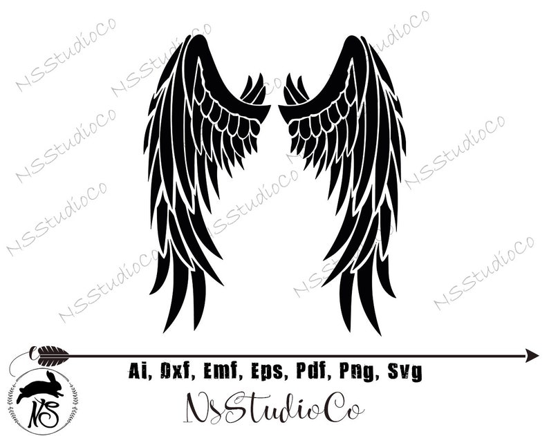 Download Angel Wings Vector Cut File Cricut Design Silhouette Decal ...