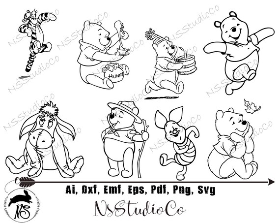 Winnie The Pooh Svg Bundle Eeyore Svg Piglet Svg Tiger Svg Etsy