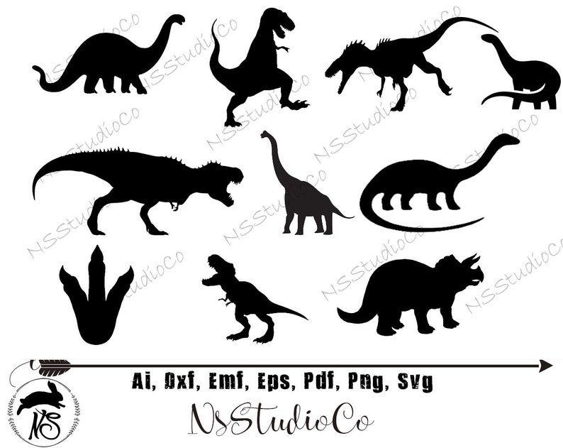 Download Dinosaur Silhouette Svg Files For Cricut Or Silhouette Cute Etsy PSD Mockup Templates