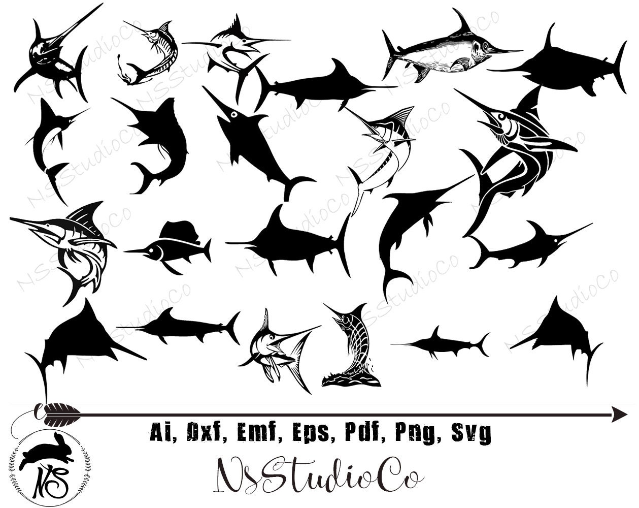 Swordfish SVG Marlin SVG Swordfish Clipart Swordfish Cut | Etsy