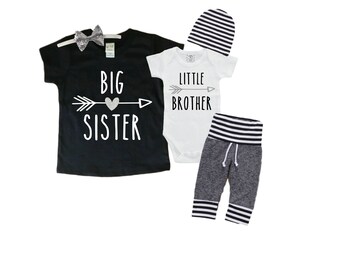 Big Sister/ Little Brother Matching Set. Baby Shower Gift. Big Brother Shirt. Little Sister Outfit. Pregnancy Announcement. Matching Set