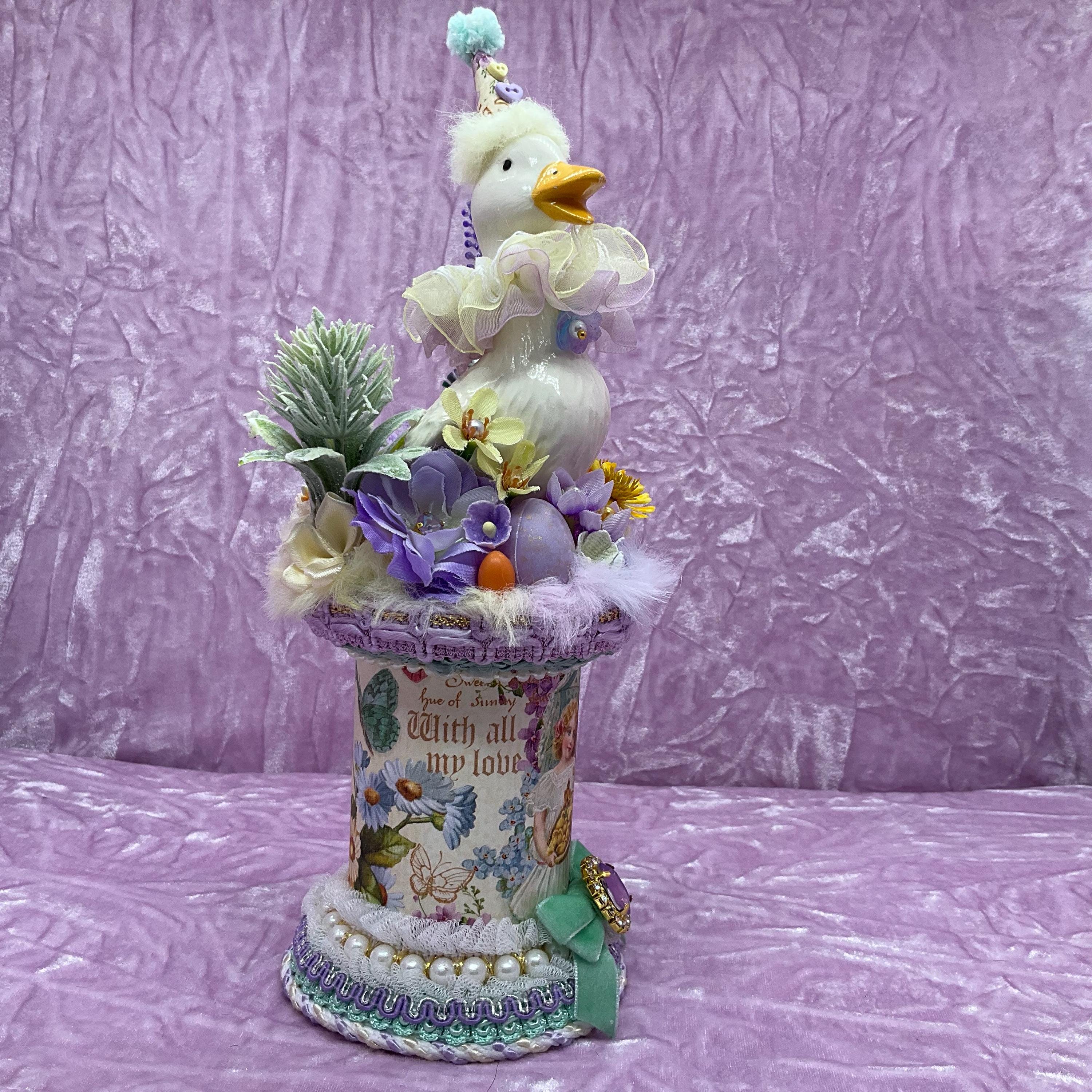 Kitsch Vintage Retro Ceramic Easter Party Duck Cotton Reel Assemblage ...