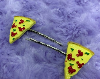 Mickey Mouse pizza inspired hair slides