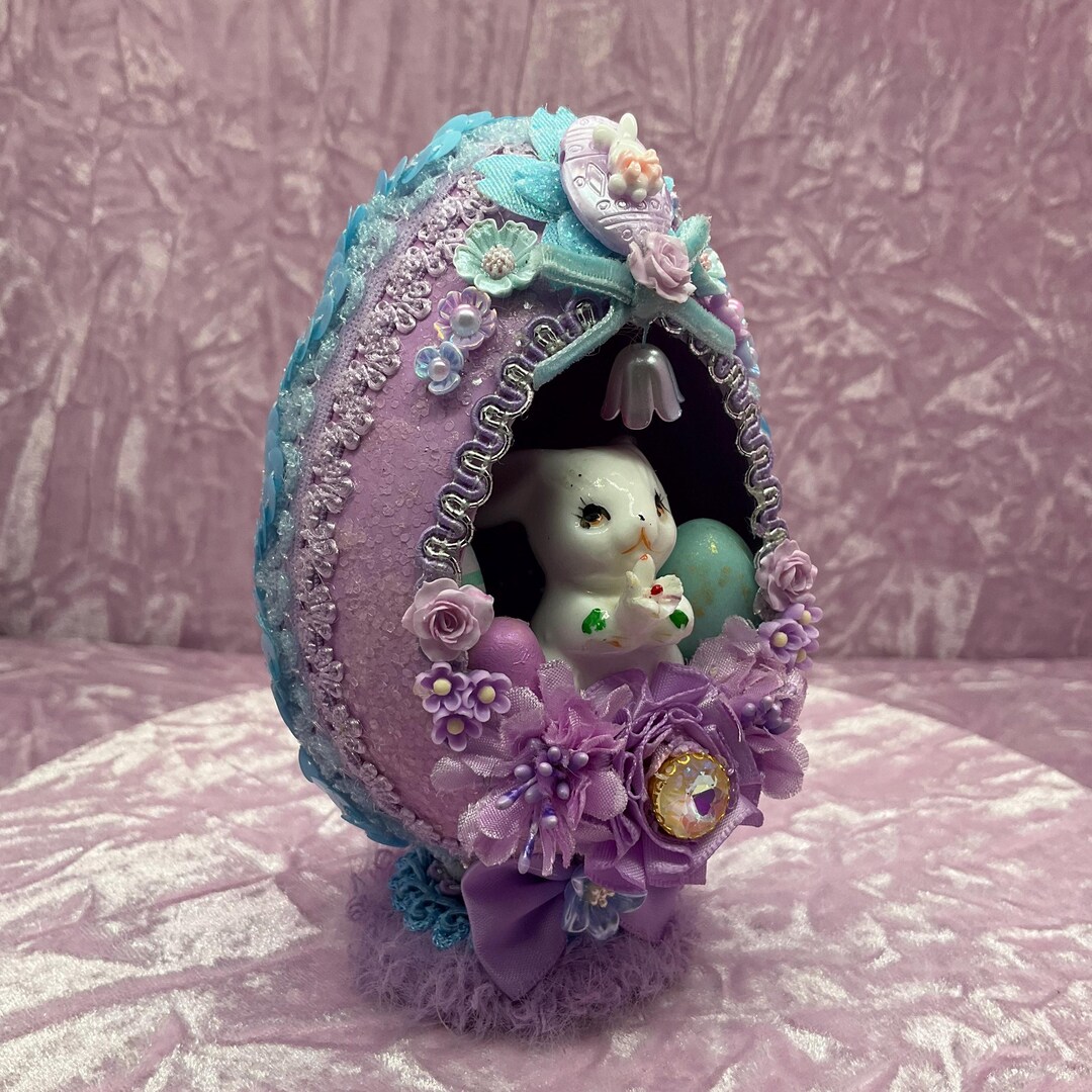 Kitsch Easter Egg Diorama, Vintage Bunny Rabbit Assemblage - Etsy