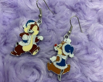 Chip and dale Christmas inspired earrings