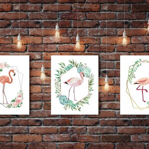 Floral Flamingo Trio 8x10 digital downloads