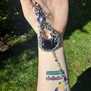 Obsidian Moon Wire Wrapped Necklace