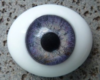 Doll Eyes - Solid Glass Flatback Oval Paperweight  - Dark Violet - one pair