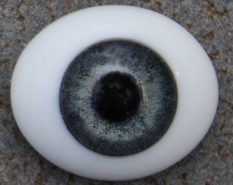 Doll Eyes - Solid Glass Flatback Oval Paperweight  -  Grey - one pair