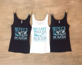 Last Bash in Nash™, bottes d'enterrement de vie de jeune fille et t-shirt avec nom et date personnalisés