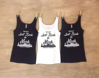 Last Bash in Nash ™ Chemises Nashville Starry Skyline Party EVJF personnalisées avec nom et date