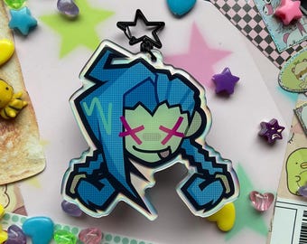 Blue Punk, holo, acrylic epoxy keychain