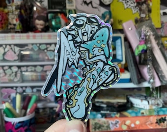 Angel shark buddie, mirror holo vinyl sticker