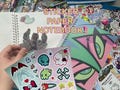 Star eyes, A5 sticker back paper blank notebook for storing stickers, 30 pages + sticker sheets and sticker Mystery pack