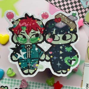 Pegatina de vinilo holográfica de estrellas de Psychic Besties